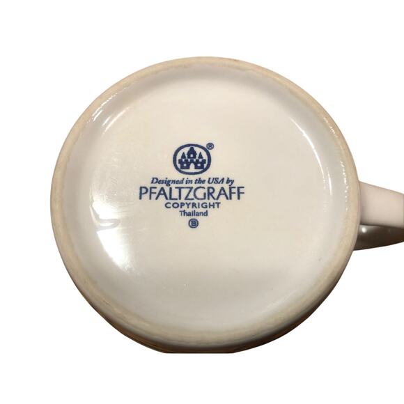 Pfaltzgraff BLUE ISLE Set of SIX 6 Flat COFFEE CUPS blue green leaves EXCELLENT - Picture 5 of 8